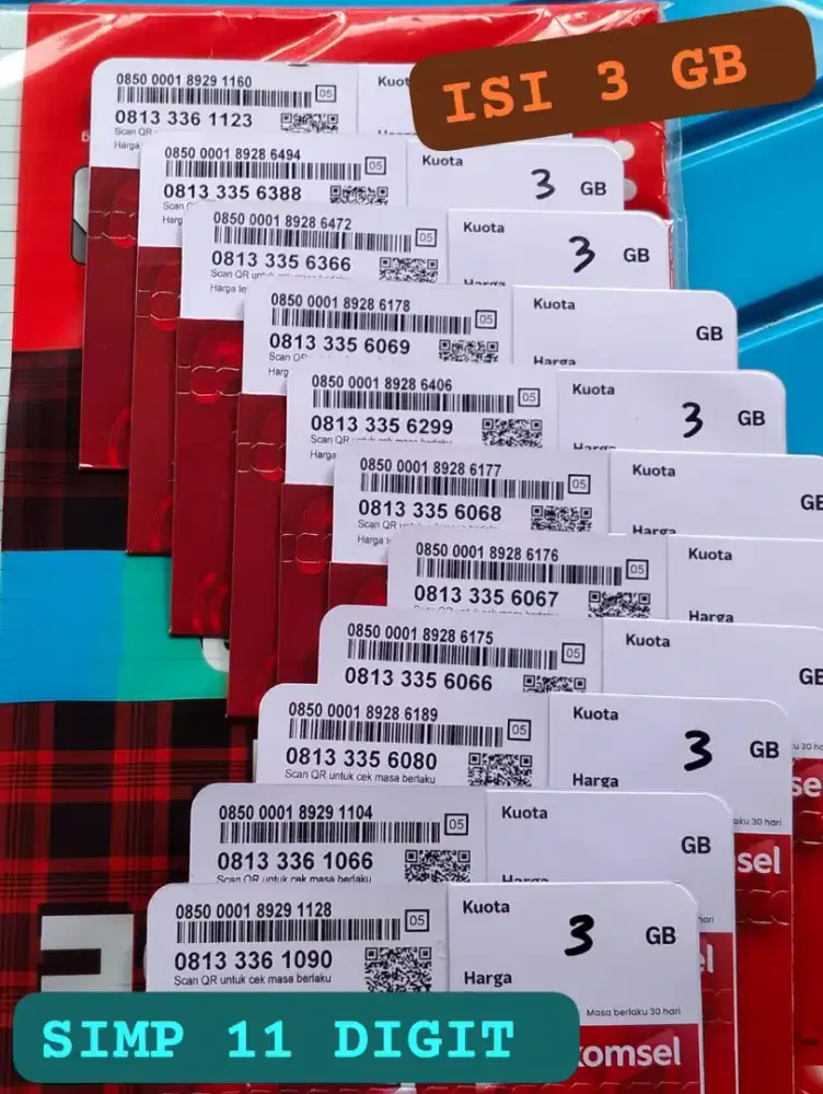 NOMOR CANTIK SIMPATI 11 DIGIT ISI 3 GB BERLAKU SATU BULAN.