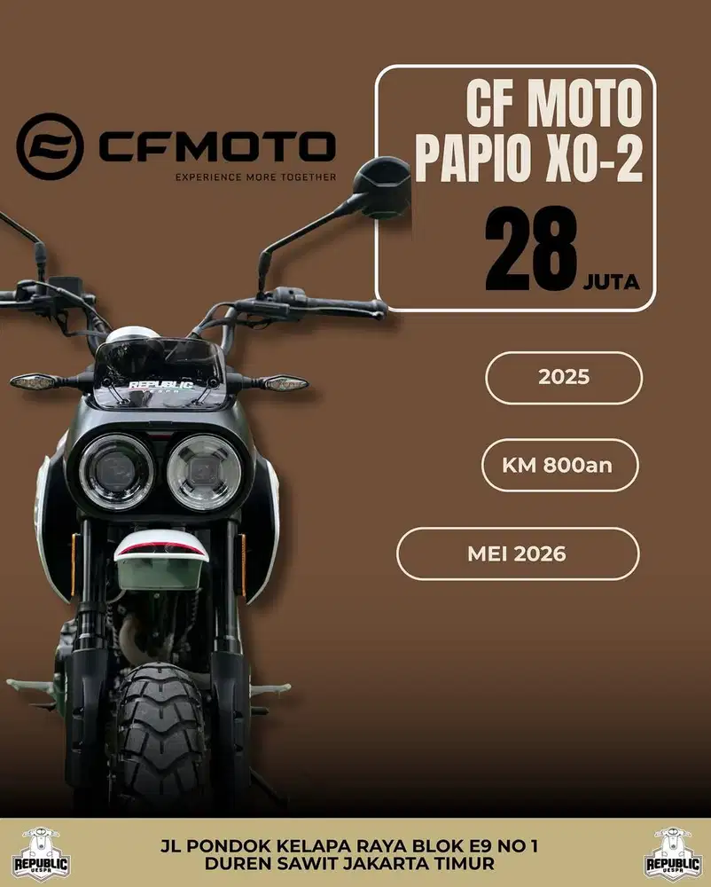 CF MOTO PAPIO XO-2 TH 2025 WARNA WHITE PERFECT CONDITION