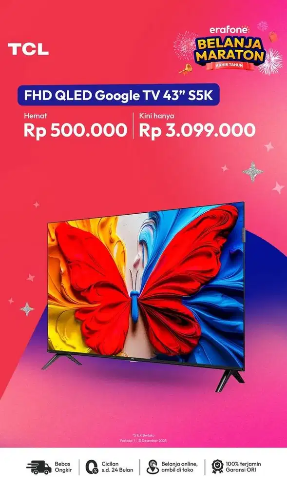 Tv 1jtan udah android tv loh dengan kualitas yg sangat bagus