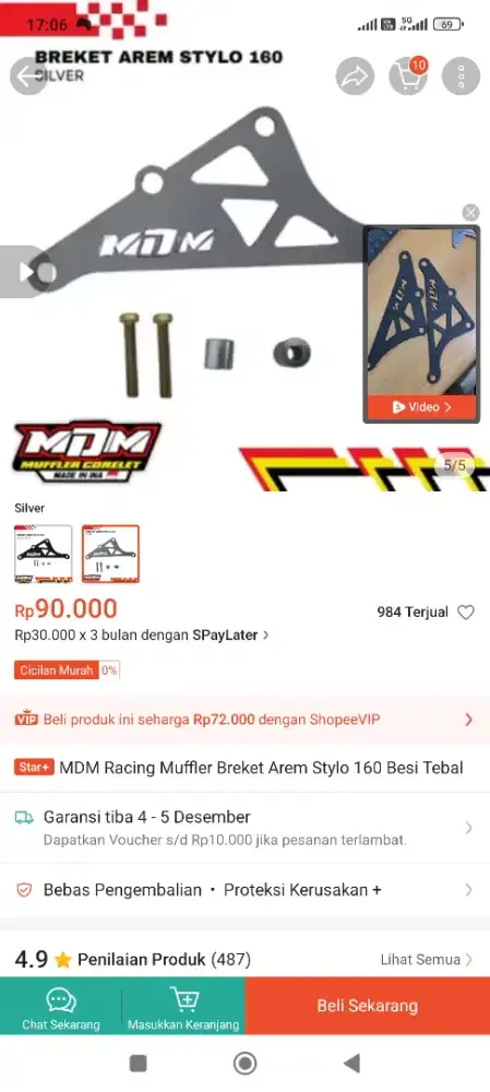 Breket knalpot stylo pnp knalpot pcx 160 vario 160