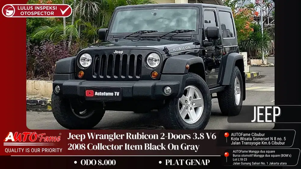 Jeep Wrangler Rubicon 2-Doors 3.8 V6 2008 Collector Item Black On Gray