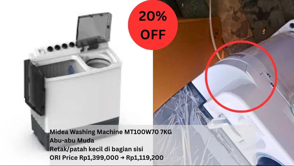 Mesin Cuci Midea MT100W70 – 7KG (NEW)