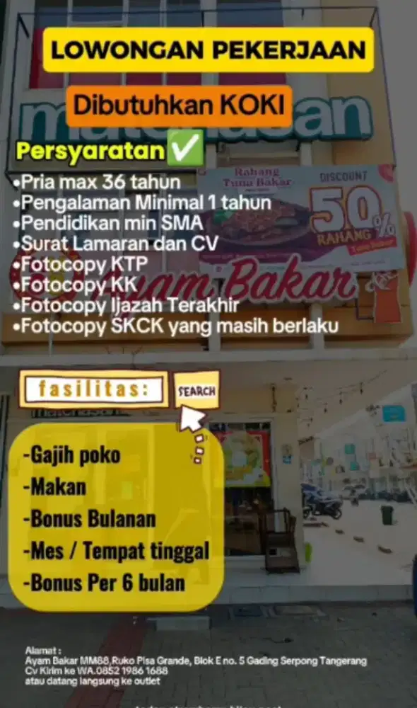 Butuh koki secepatnya