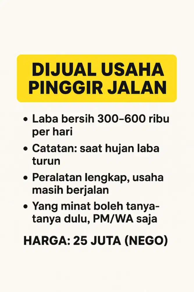 TAKE OVER USAHA OMZET 25JUTA+++