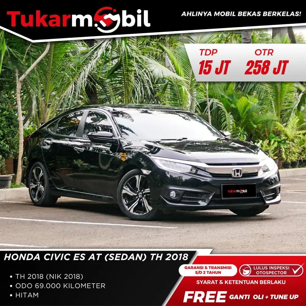 [BERGARANSI] HONDA CIVIC ES MATIC SEDAN TAHUN 2018 HITAM