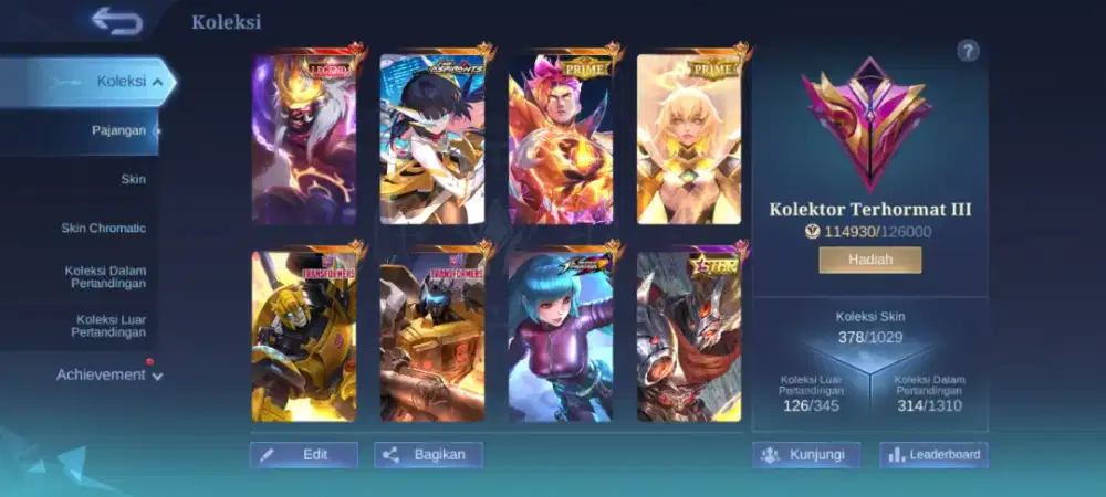 AKUN ML LOG MOONTON SKIN KOLEKTOR NATALIA