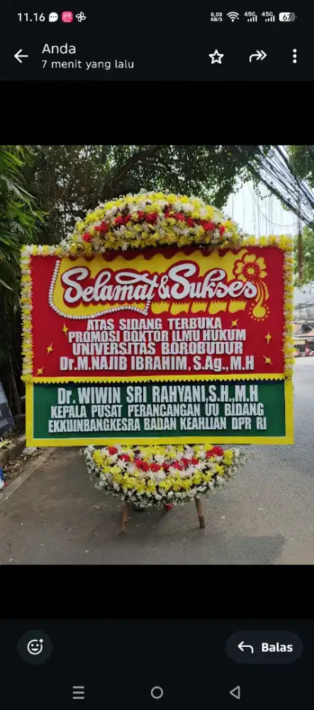 Karangan bunga ucapan sukses