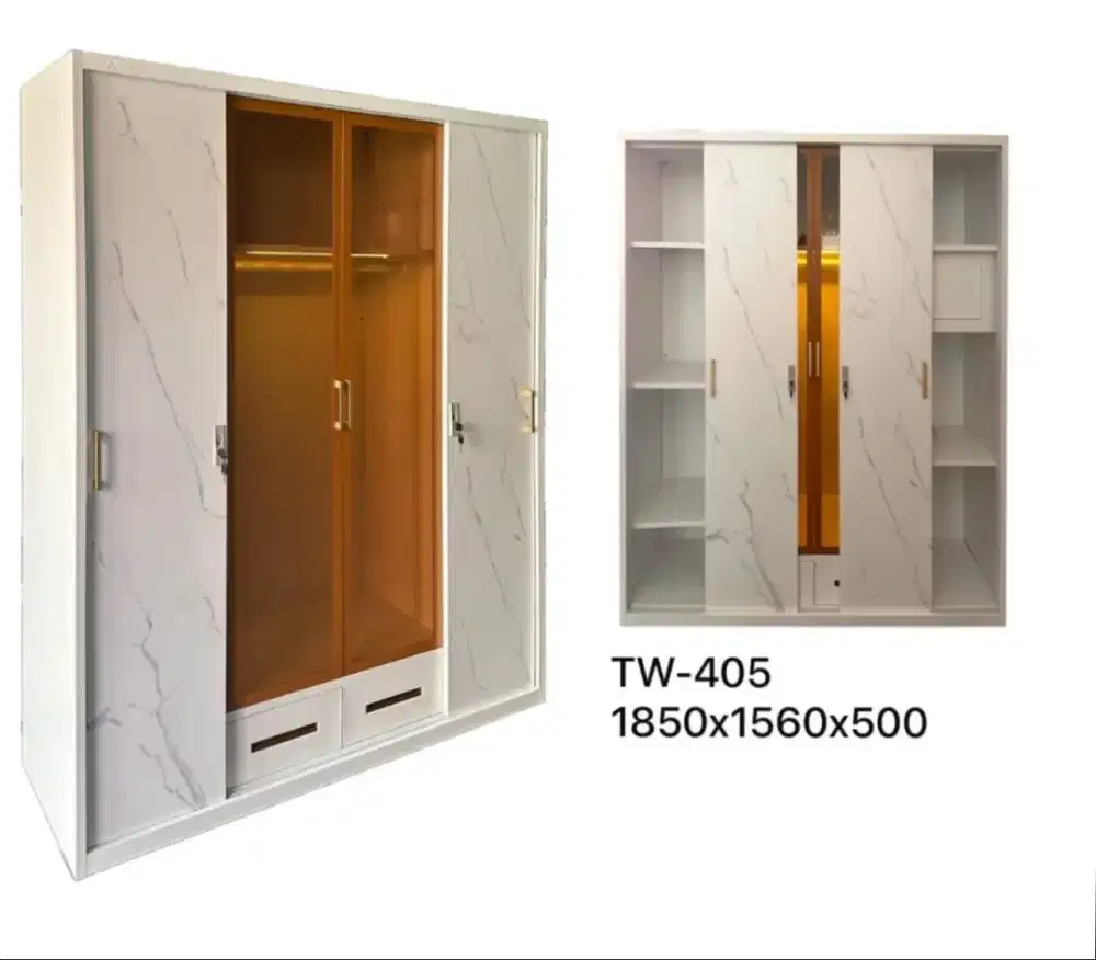 Lemari besi 4 pintu plus lampu