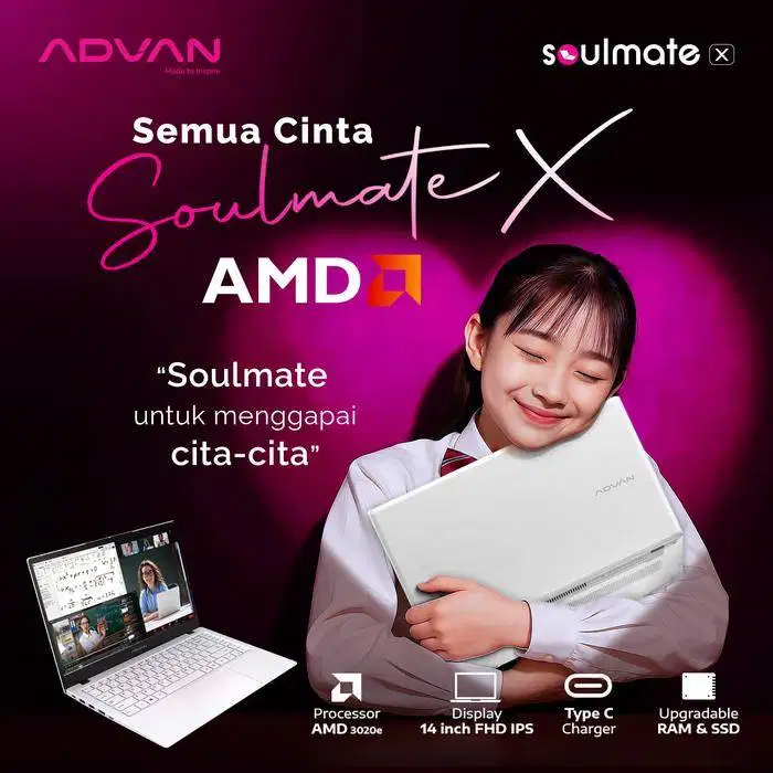 Cash / Kredit Laptop Advan Soulmate X Athlon 3020 Ram 8 GB Windows 11