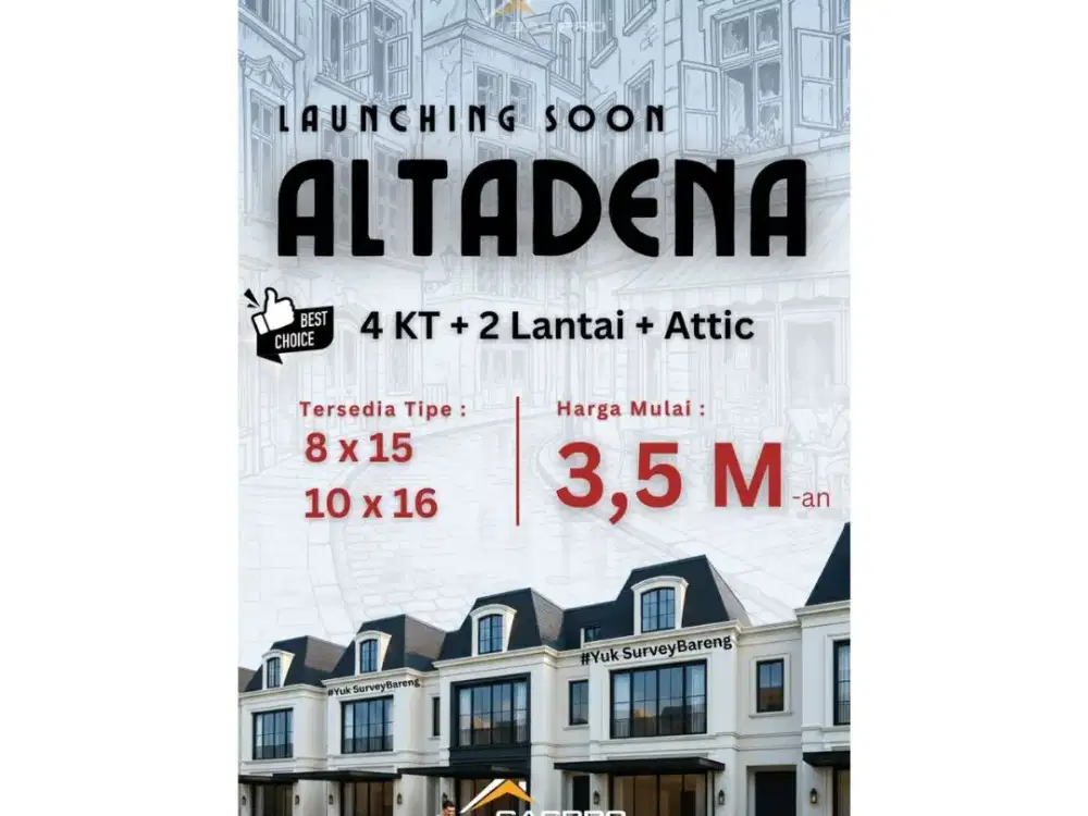 Altadena BSD City – Rumah 2 Lantai + Attic, Premium Living Mulai 3,5 M-an!