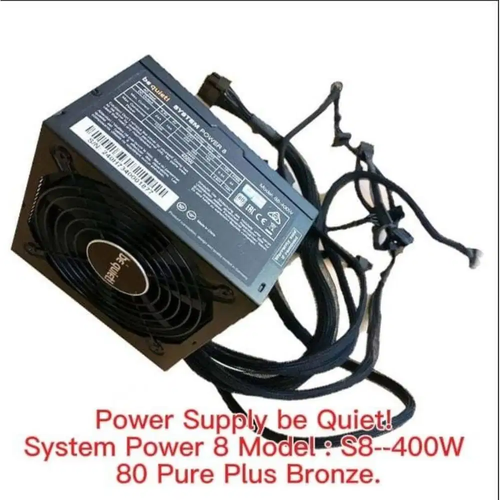 Power Supply be Quiet! System Power 8 Model : S8--400W 80 Pure Plus Br
