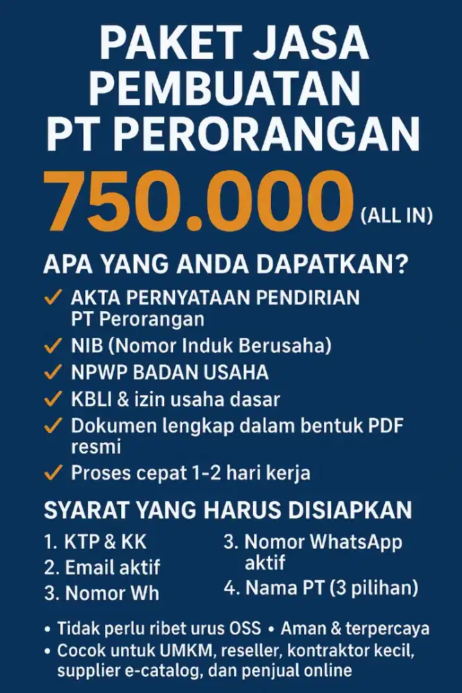 Jasa pembuatan PT perorangan