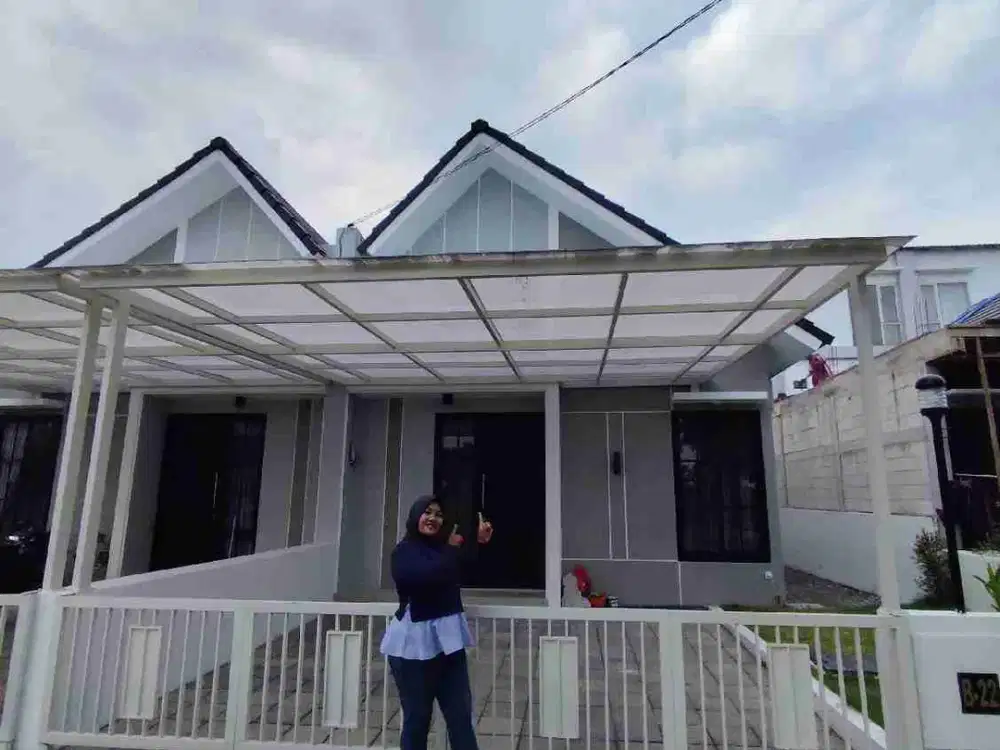rumah sehat dengan taman di samping type evoria heavenland park candi sidoarjo