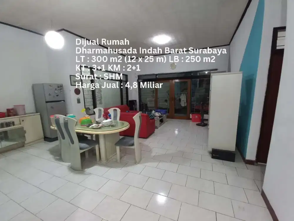 DIJUAL RUMAH 300M2 DHARMAHUSADA INDAH BARAT DEKAT GM ATLAS SPORTS CLUB SURABAYA TIMUR