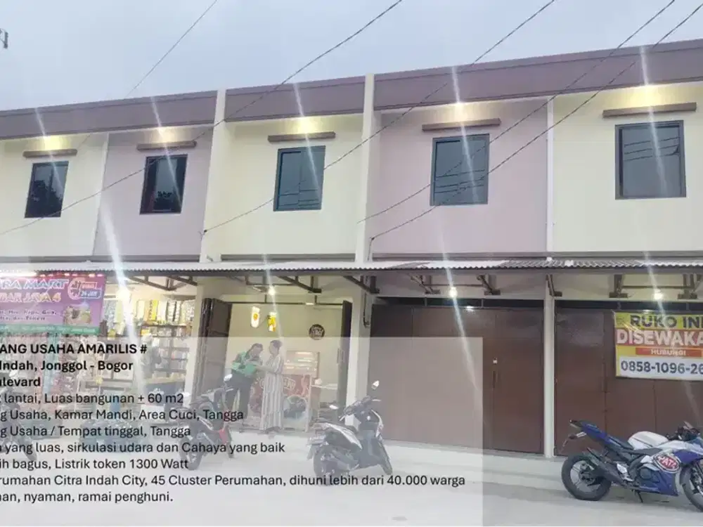 Disewakan Ruko Citra Indah City Jonggol