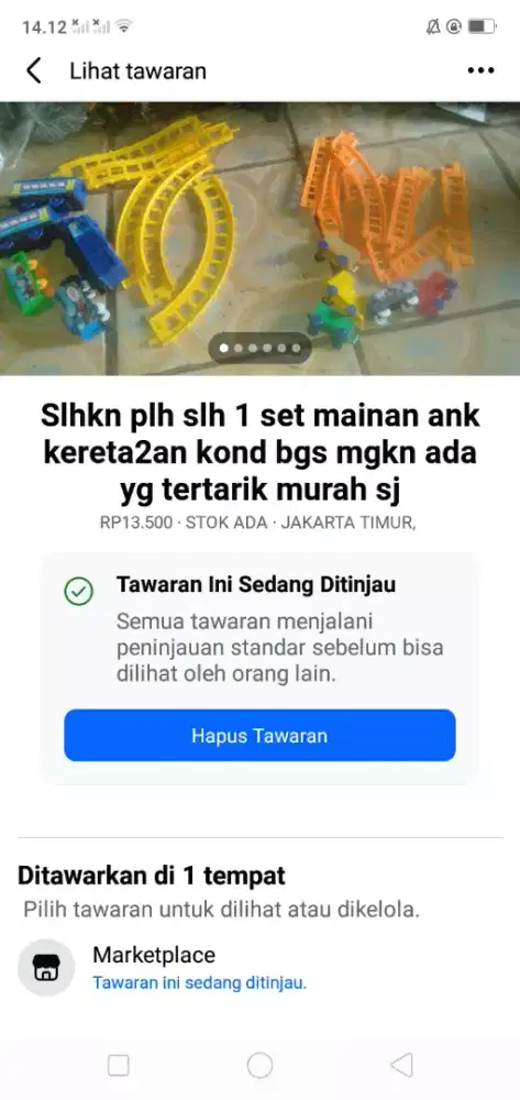 Slhkn plh slh 1 set dr mainan kereta2an utk ank2 kond bgs hrg murah sj