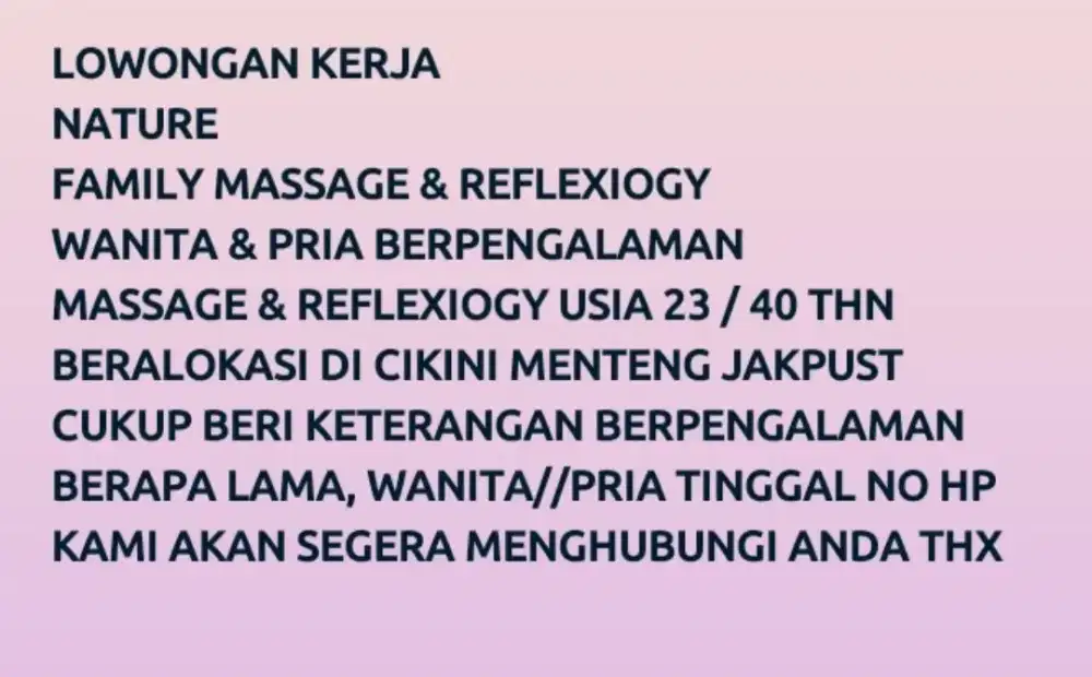 LOWONGAN TRAPIS WANITA & PRIA