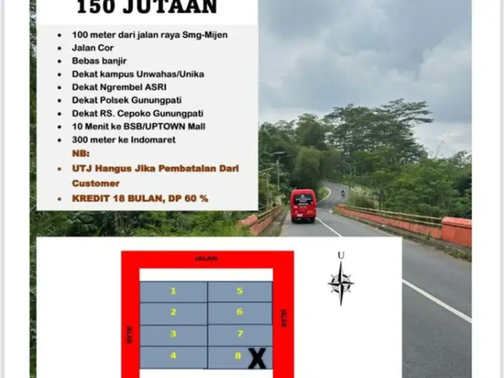 Tanah kavling baru di buka harga murah hanya 100 meter dari jl raya cepoko mijen