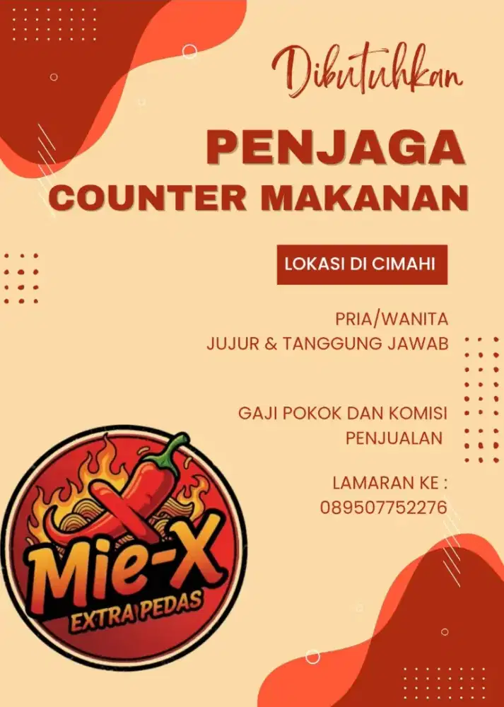 Penjaga Counter penjualan mie extra Pedas