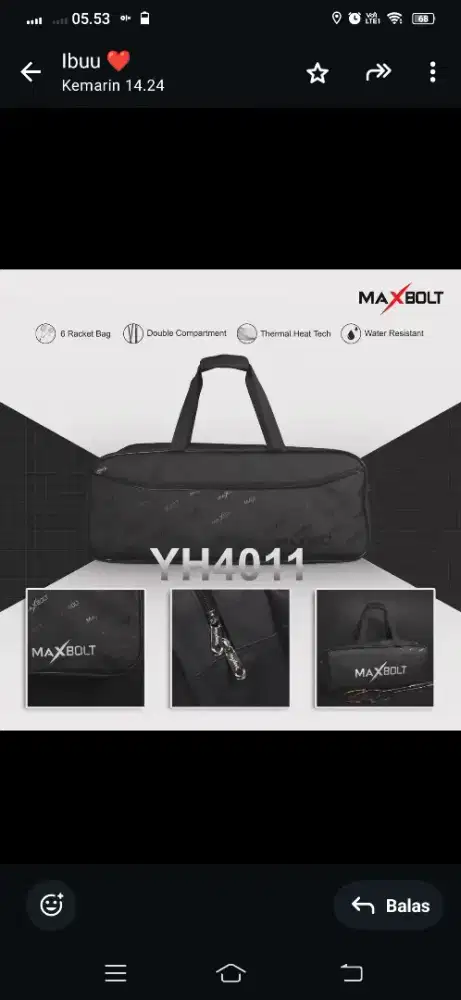 Tas maxbolt ORI hitam