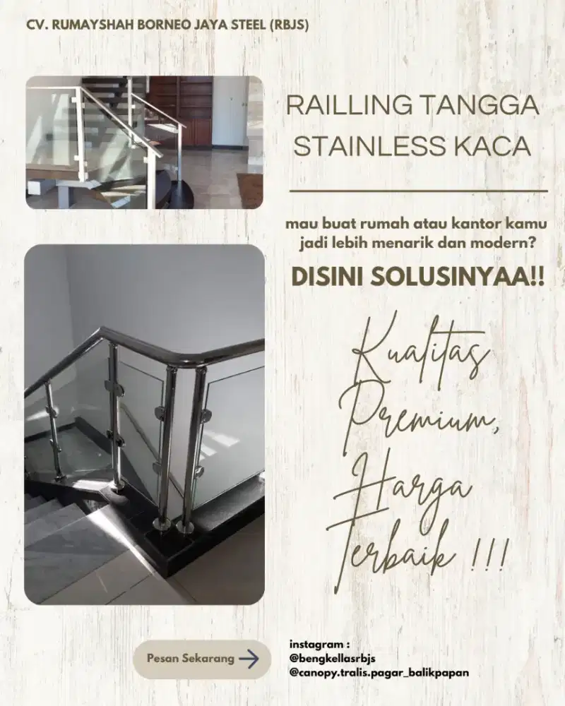 RAILLING TANGGA KACA MEWAH