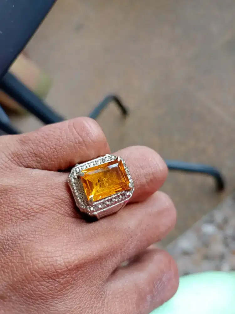 Batu Cincin Akik Permata Natural Golden Citrine Kecubung Bensin