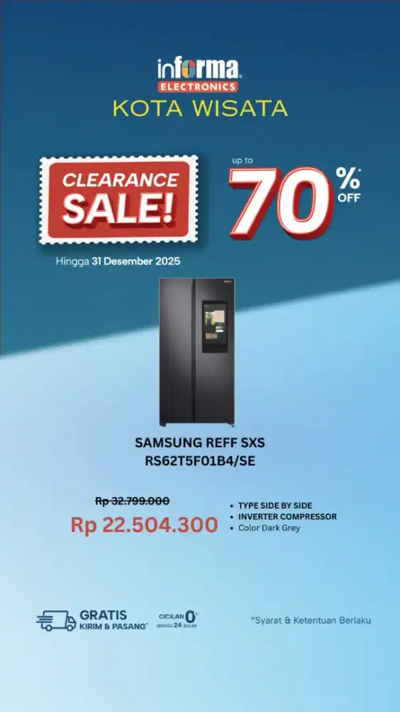 Kulkas SAMSUNG Sery Sxs RS62T5F01B4/SE Ex display saja