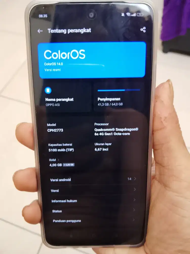 Jual Oppo A5i 4+2Gb Ram 128Gb memory