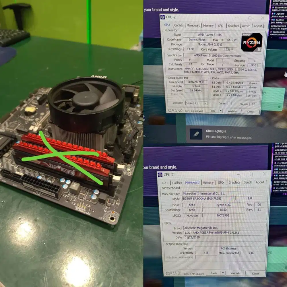 AMD AM4 MSI B350M Bazooka X Ryzen 5 1600 (6 Cores, 12 Threads)