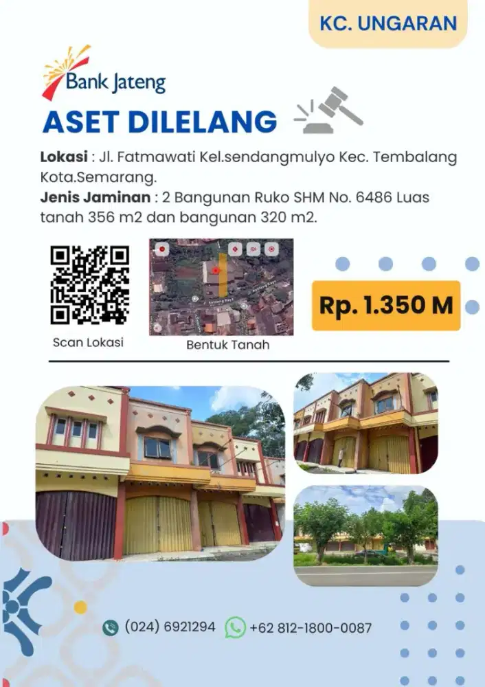 DIlelang Harga Turun Drastis 2 Ruko 1 SHM