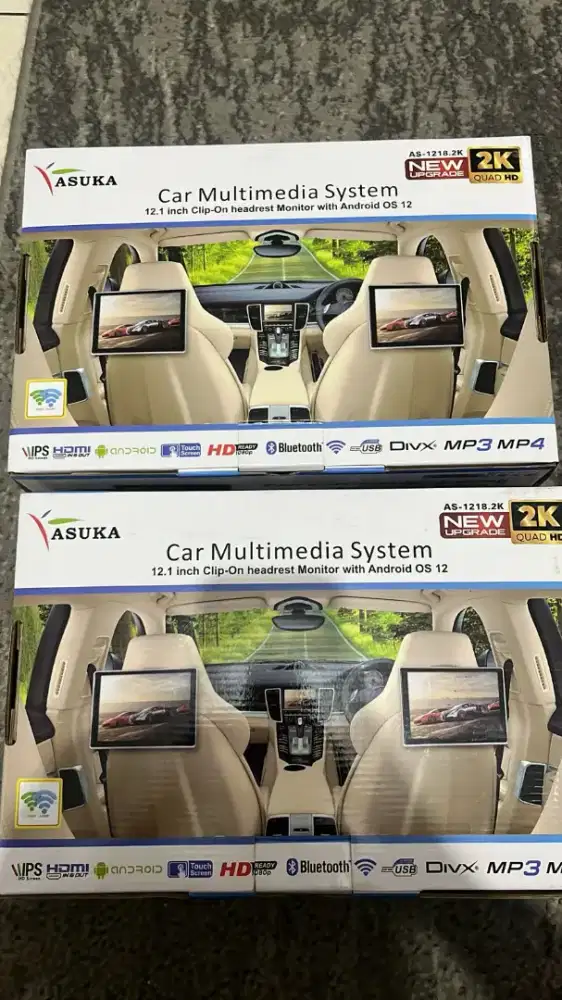 12.1 inch clip-on headrest monitor android 12 asuka 2k