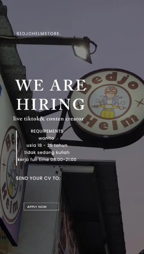 lowongan pekerjaan jaga toko& host live tiktok