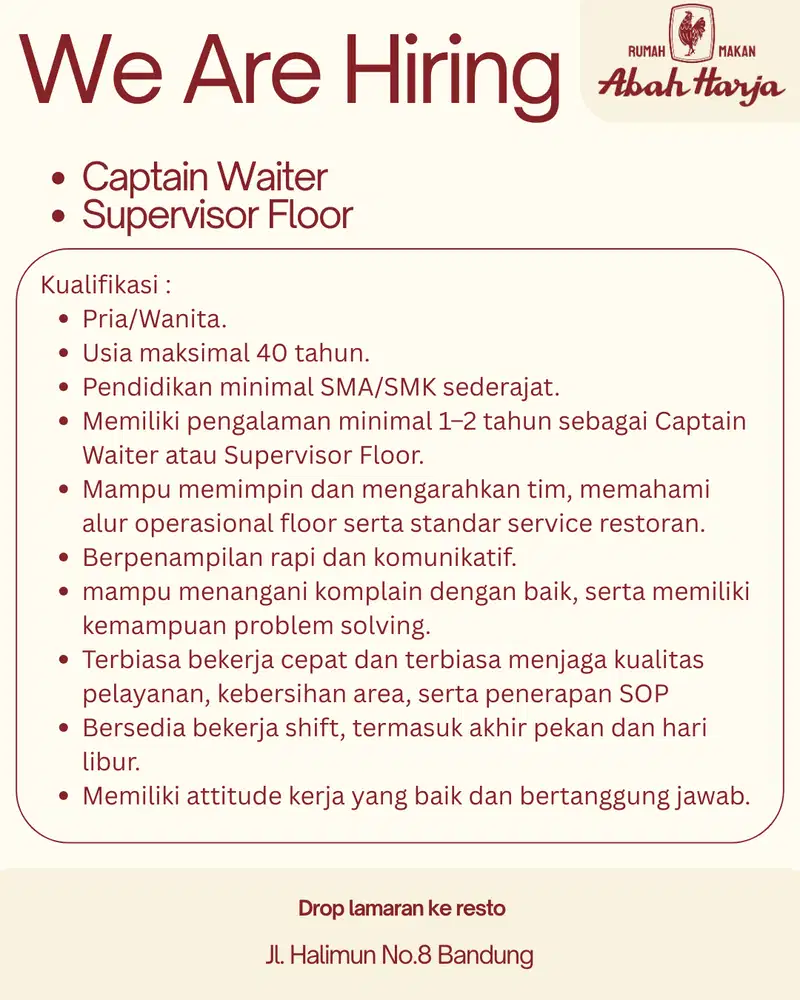 LOKER CAPTAIN & SUPERVISOR FLOOR