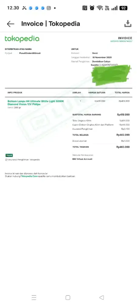 Lampu Halogen Philips Diamond Vision H4