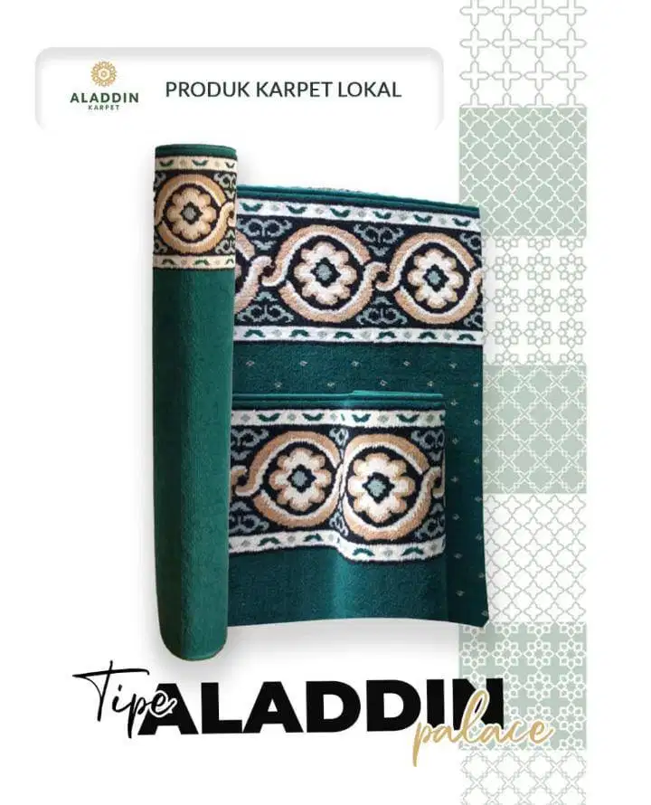 Karpet Masjid Aladdin Palace - Meteran Permeter Hijau Merah