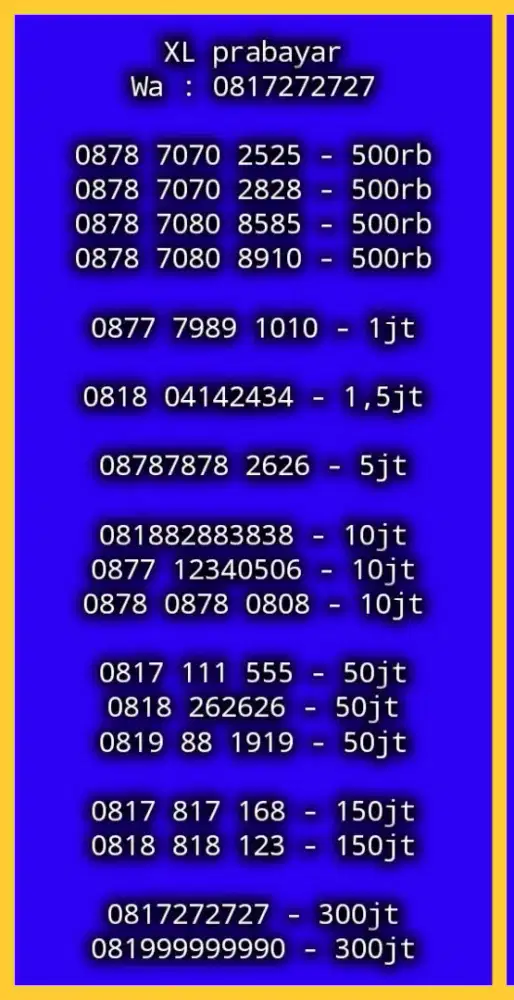 NOMOR CANTIK XL PRABAYAR