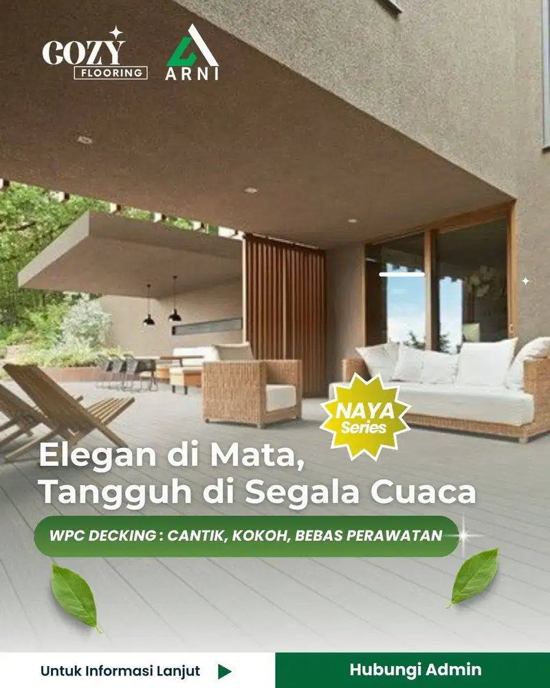 WPC Decking Naya panjang 2,9m per batang | Decking lantai outdoor