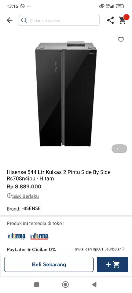 Kulkas Hisense informa lampung