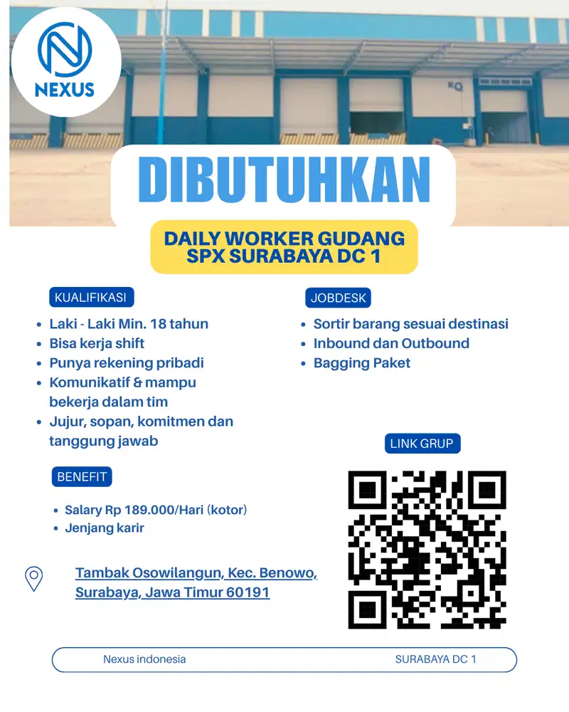 LOWONGAN KERJA 1 SURABAYA DC