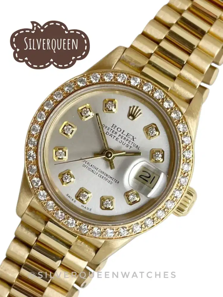 Rolex ladies solid gold 18K diamonds