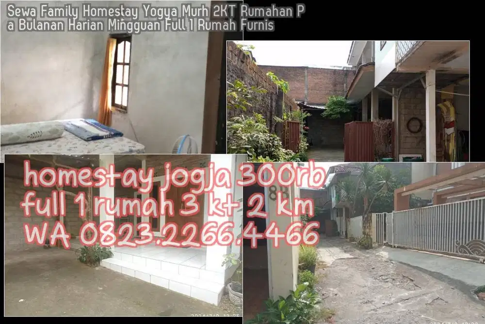 Sewa Family Homestay Yogya Murh 2KT Rumahan Pa Bulanan Harian Mingguan