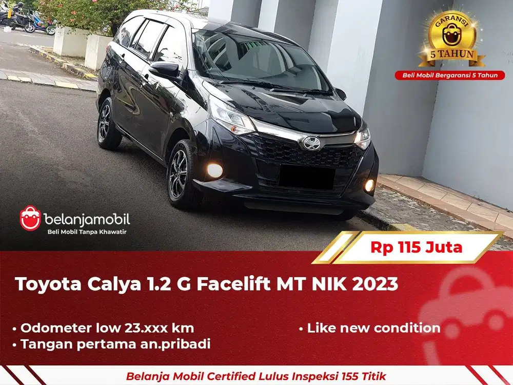 [ LOW KM ] Toyota Calya 1.2 G MT Manual Facelift Hitam 2023 2024