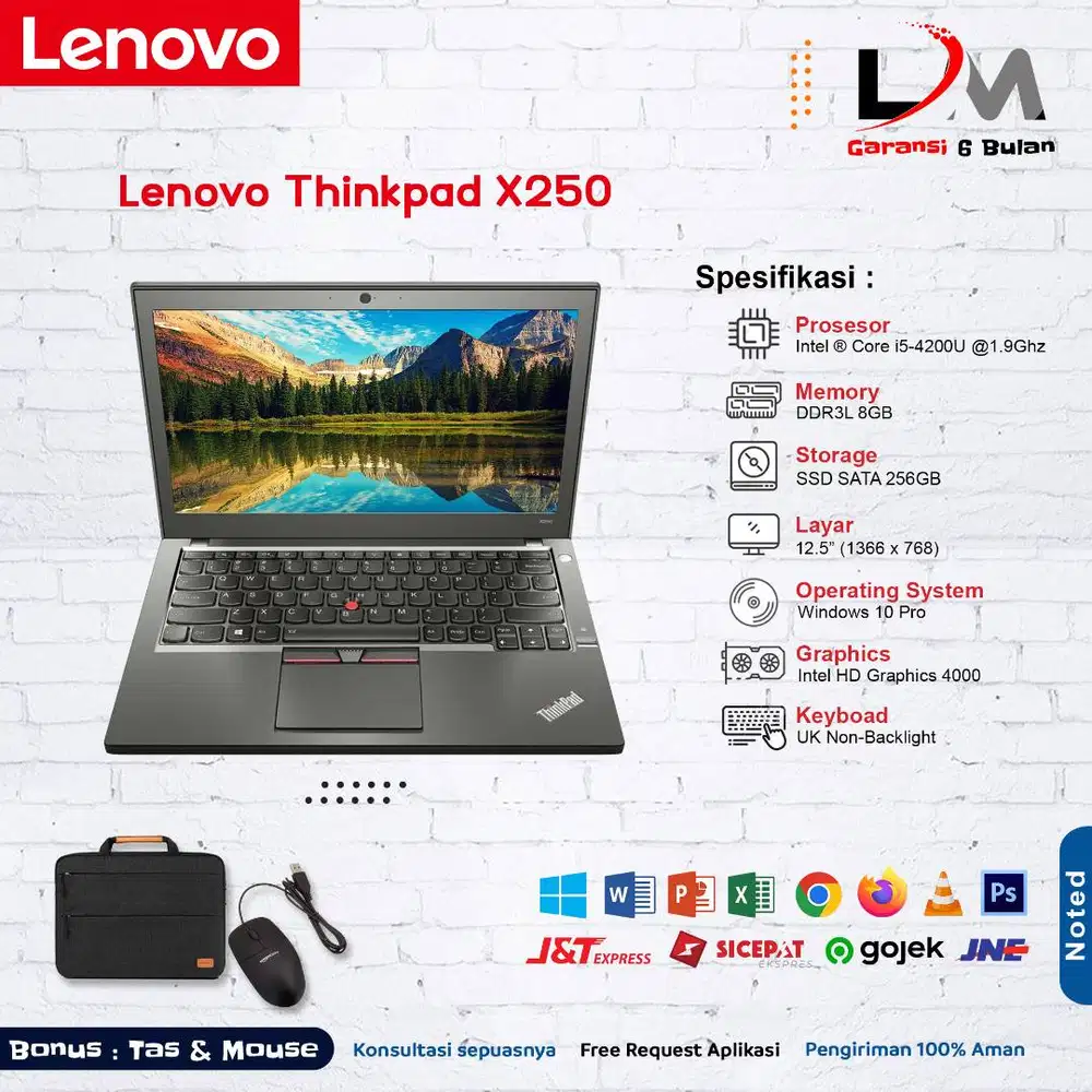 Lenovo Thinkpad X250 Intel Core i5 Gen 5 Ram 8GB SSD 256GB WIn 10