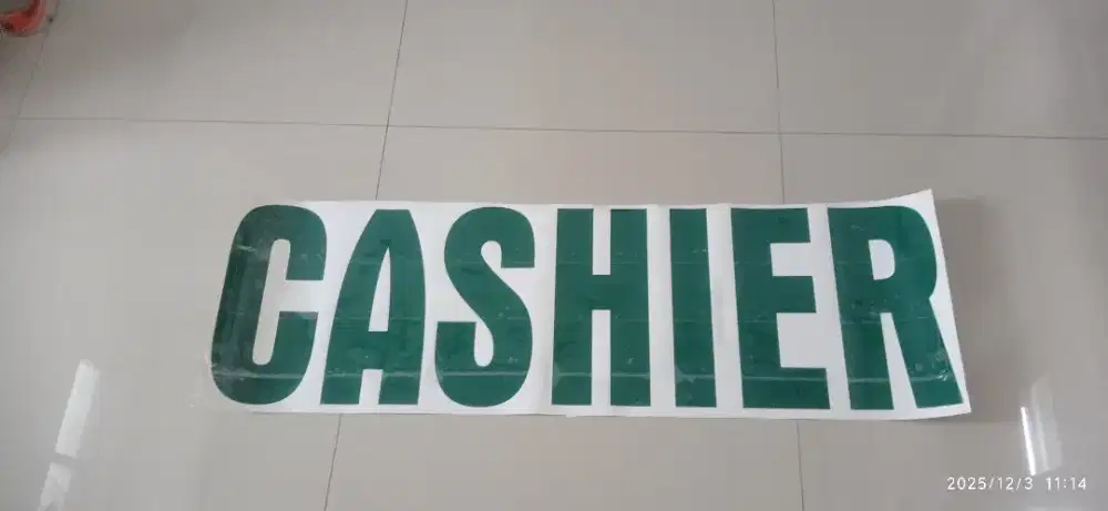 Cutting stiker tulisan kasir swalayan sticker minimarket logo kantor