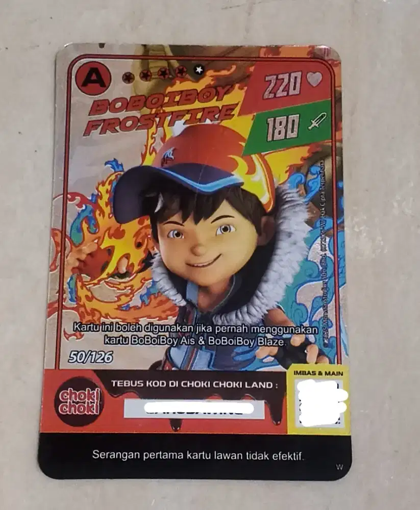Boboiboy x choki-choki card hologram