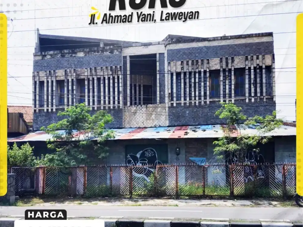 Ruko Strategis Lebar Depan 18m di Jalan Utama Ahmad Yani Solo ( Lokasi Jalan Alteri sangat cocok untuk jasa expedisi)