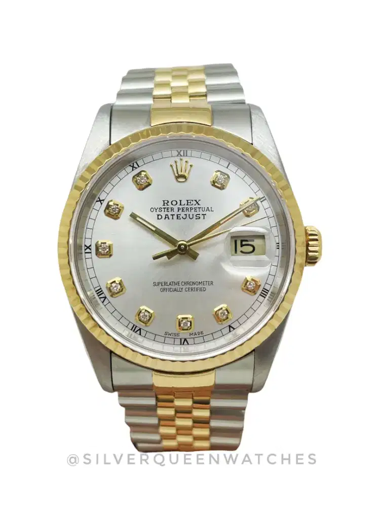 Rolex Men Silver Diamond Romawi
