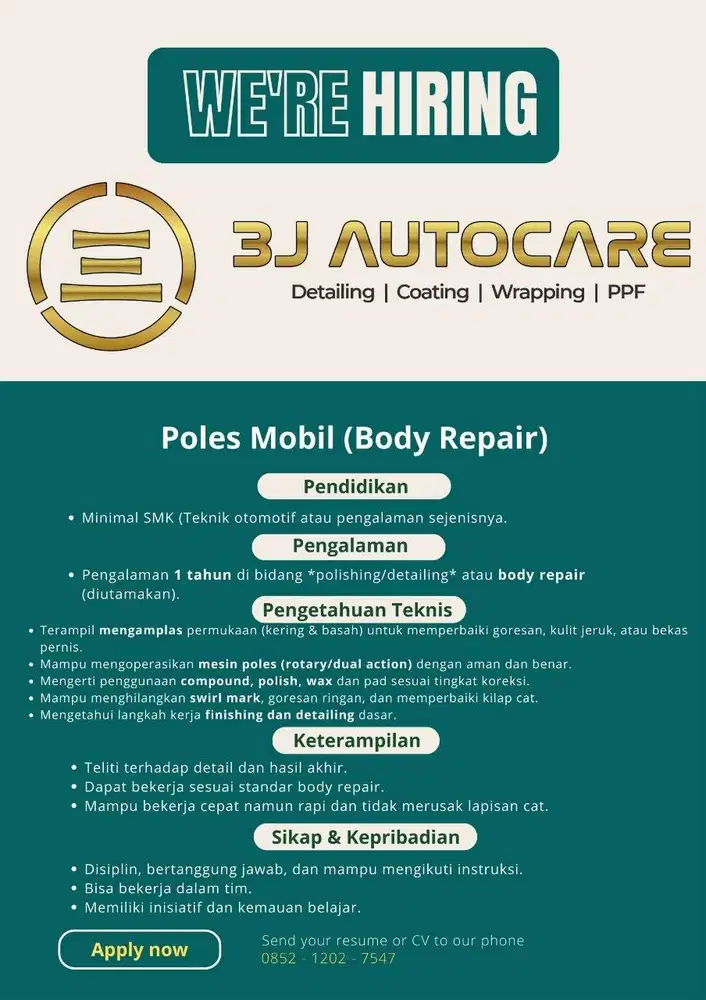 Kualifikasi Poles Mobil (Body Repair)