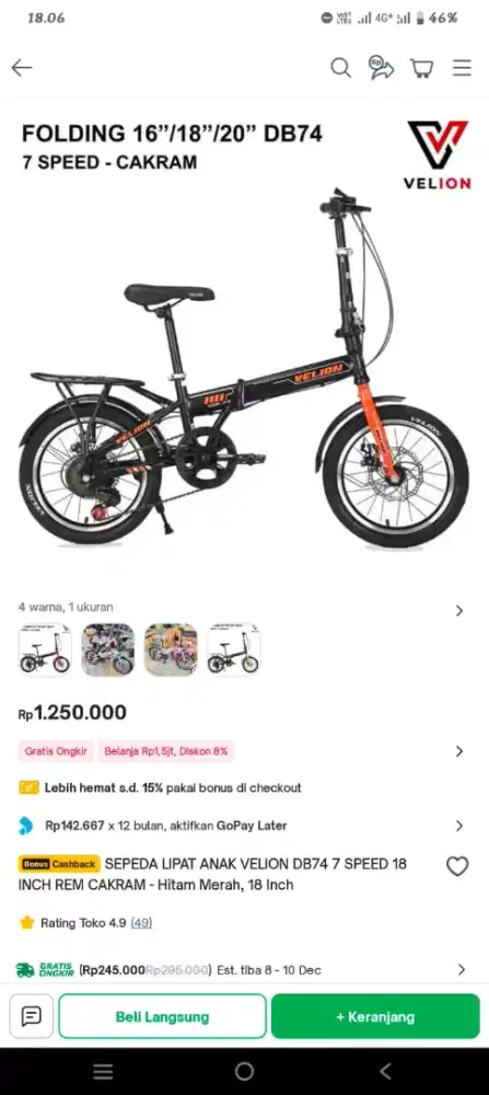 Sepeda anak lipat velion