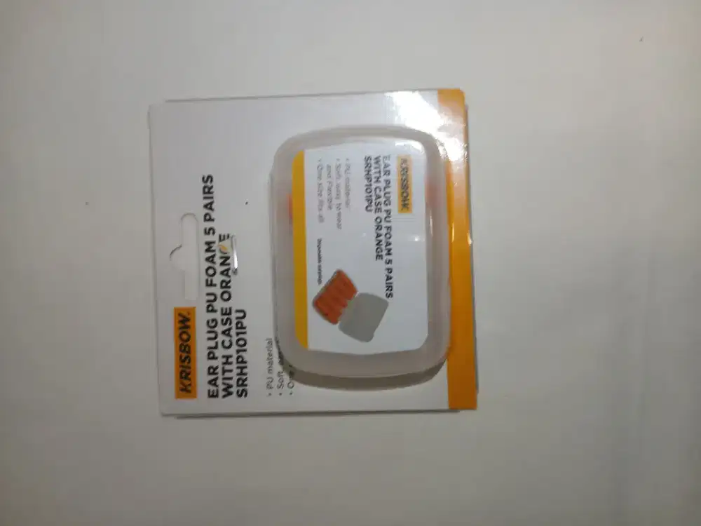 KRISBOW Ear Plug PU Foam 5 Pairs with Case (Orange)